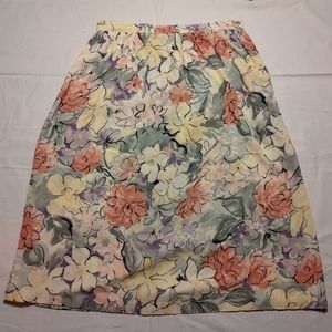 Alfred Dunner Skirt Women's Petite 12 White Floral Midi Skirt
